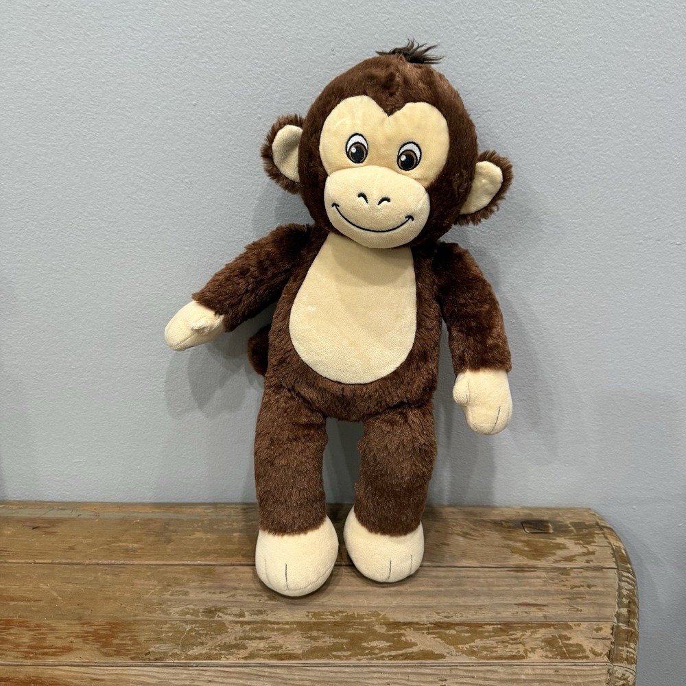 2019 18" BAB Build A Bear Smiling Chimpanzee Plush Brown Monkey Stuffed Ape